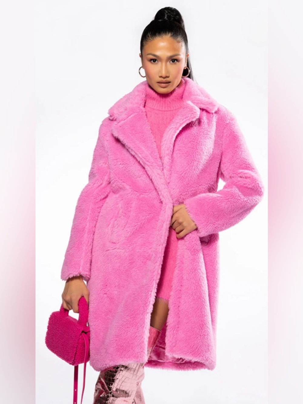 AZALEA WANG MAX LUXE TEDDY JACKET  M Pink